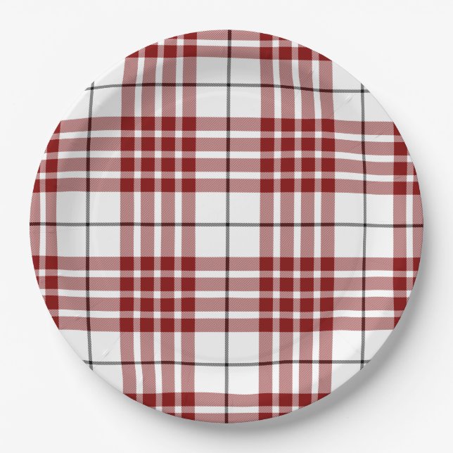 Assiettes En Carton Buchanan tartan rouge blanc plaid (Devant)