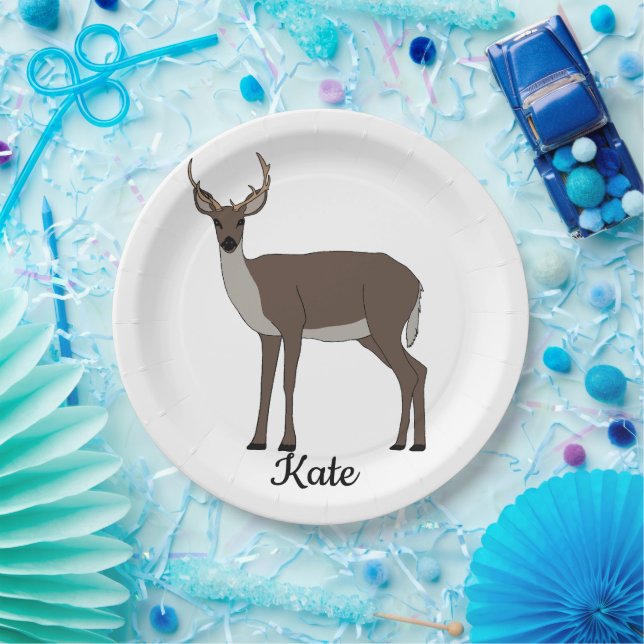 Assiettes En Carton Buck Deer Animal (Fête)