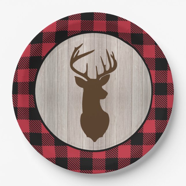Assiettes En Carton Buck Deer Silhouette Bonnet (Devant)