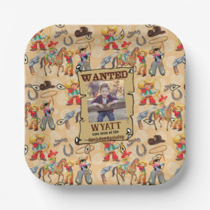Assiettes En Carton Buckaroo Cowboy's Birthday Photo & Name Cute