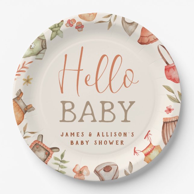 Assiettes En Carton Budget Bonjour Baby Fall Boho Vêtements Baby showe (Devant)