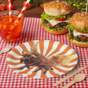 Assiettes En Carton Buffalo Ailes Avec Orange Starburst