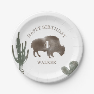 Assiettes En Carton Buffalo Bison Desert Cactus Ranch Western Annivers