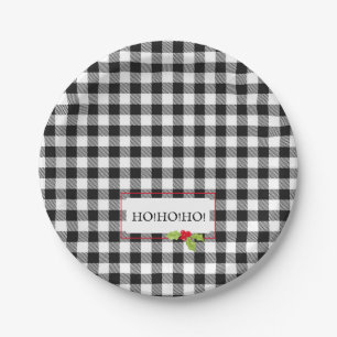 Assiettes En Carton Buffalo Plaid Christmas Holly HO ! Oh ! Oh ! Fêtes