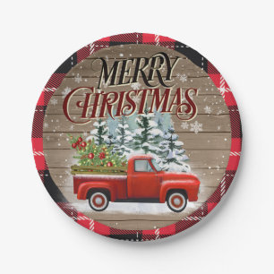 Assiettes En Carton Buffalo Plaid Russe Red Pickup Truck