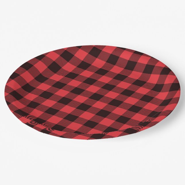 Assiettes En Carton Buffalo rouge abattu (Angle)