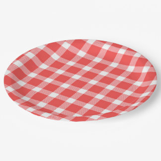 Assiettes En Carton Buffalo Rouge Blanc Carreaux De Fête Pique-Nique C