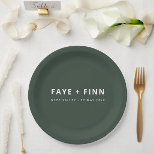 Assiettes En Carton Buffet Mariage minimal moderne Scandi Forest Green