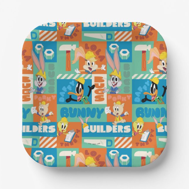 Assiettes En Carton BUGS BUNNY BUILDERS™| Character Grid Pattern (Recto)