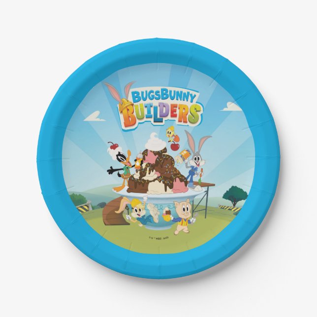 Assiettes En Carton BUGS BUNNY BUILDERS™| Looney Builders Ice Cream (Devant)