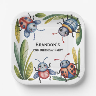 Assiettes En Carton Bugs d'insectes colorés 2e. Fête d'anniversaire