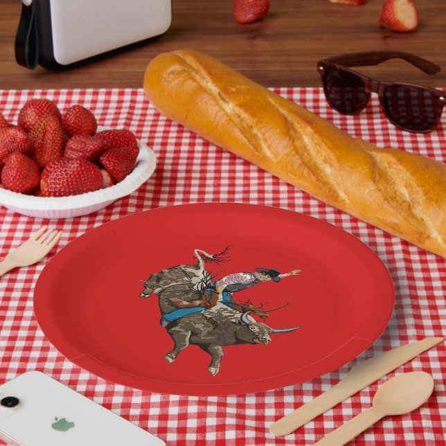 Assiettes En Carton Bull équitation rodéo cowboy (Pique-nique)