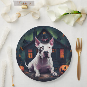 Assiettes En Carton Bull Terrier Citrouilles Halloween Épouvantable
