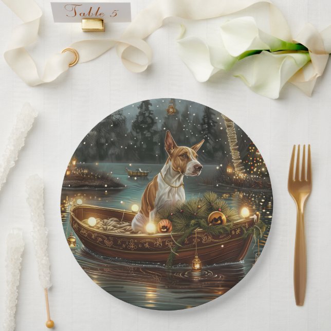 Assiettes En Carton Bull Terrier Noël Festive Voyage (Mariage)