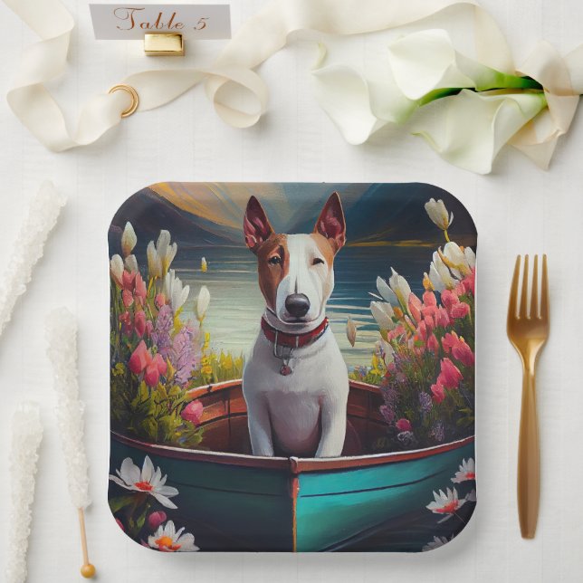 Assiettes En Carton Bull Terrier sur une pagaie : une aventure Pittore (Mariage)