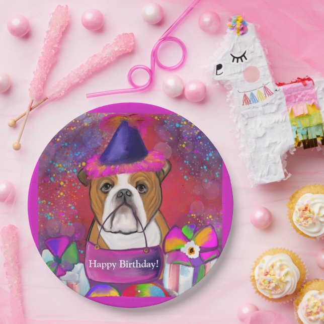 Assiettes En Carton Bulldog (Fête)