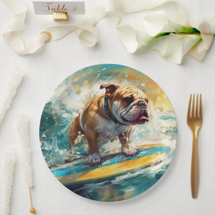 Assiettes En Carton Bulldog Beach Surf Peinture