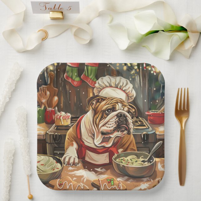 Assiettes En Carton Bulldog Holiday Baking : Noël festif (Mariage)
