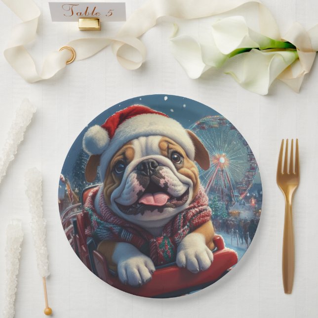 Assiettes En Carton Bulldog Roller Dessous de verre Noël (Mariage)