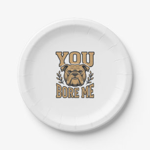 Assiettes En Carton Bulldog Vintage Vous M'ennuyez Dessin De Chien Drô
