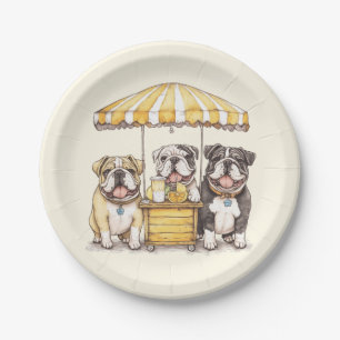 Assiettes En Carton Bulldogs Anglais Courant Un Stand De Lemonade