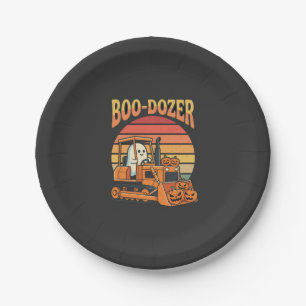 Assiettes En Carton Bulldozer fantôme de Halloween Boo-Dozer Citrouill