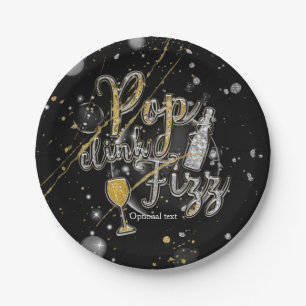 Assiettes En Carton Bulle de Champagne FIZZ CLIC POP Fête Célébration