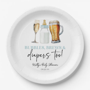 Assiettes En Carton Bulles Boissons et Couches Aussi ! Baby Shower