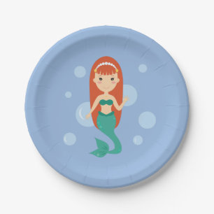 Assiettes En Carton Bulles de sirènes à la fête d'été de la mer