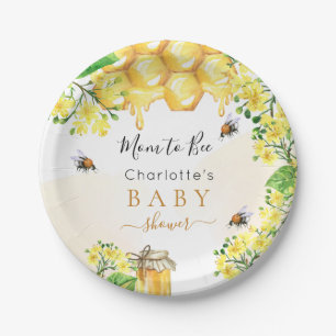 Assiettes En Carton Bumble abeilles miel fleurons jaune Baby shower