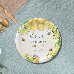 Assiettes En Carton Bumble abeilles miel florales jaunes Fête des mari