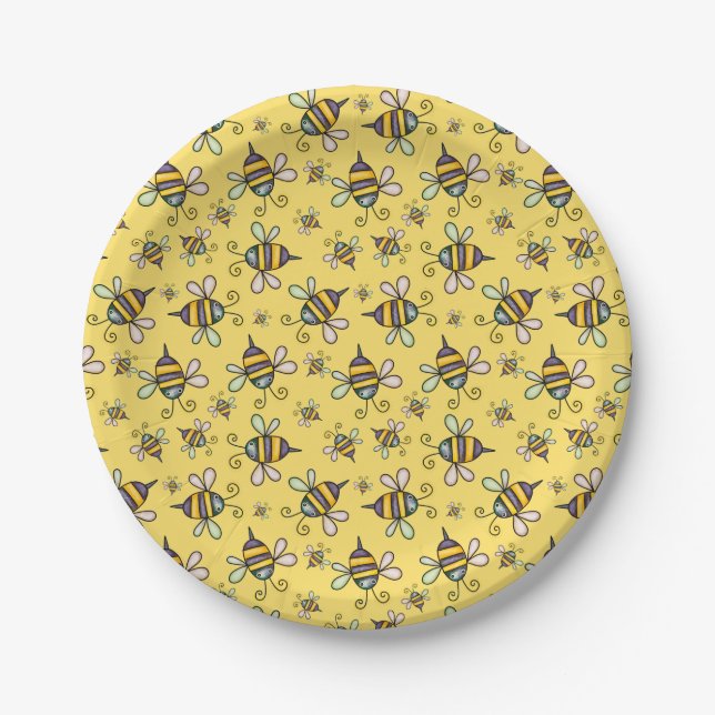 Assiettes En Carton Bumble Bee Motif (Devant)