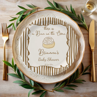Assiettes En Carton Bun in the oven baking baby shower monogrammed