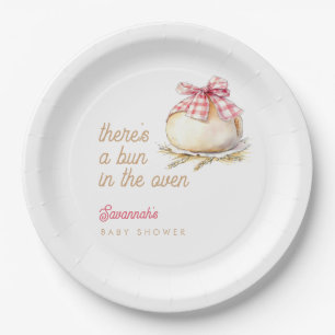Assiettes En Carton Bun In The Oven Ruban Gingham Rose Baby Shower