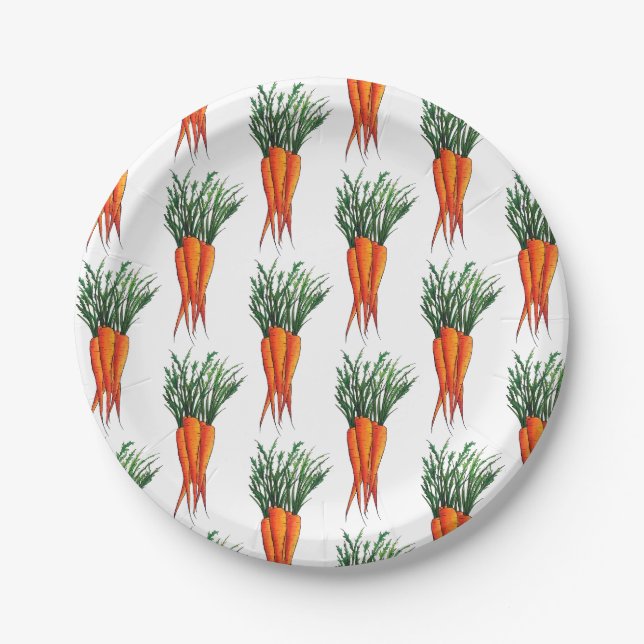 Assiettes En Carton Bunch de carottes Orange Vegetable Veggie Garden (Devant)