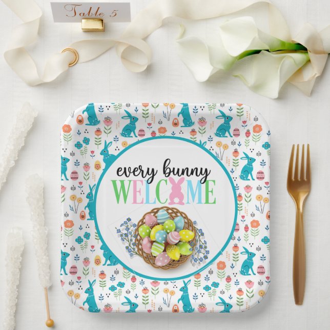 Assiettes En Carton Bunnies de bienvenue (Mariage)