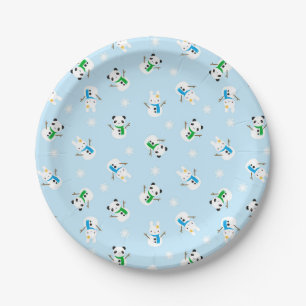 Assiettes En Carton Bunnies Neige & Pandas Neige
