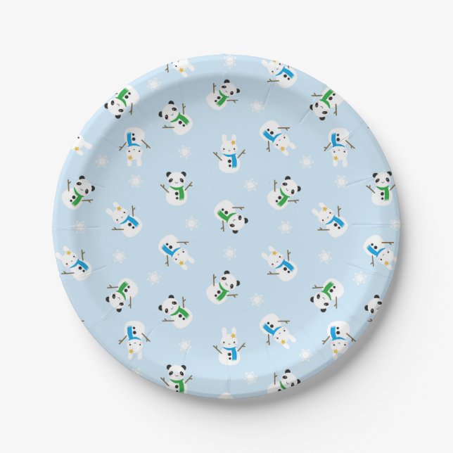 Assiettes En Carton Bunnies Neige & Pandas Neige (Devant)