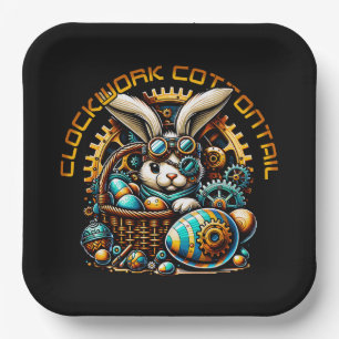 Assiettes En Carton Bunny de Pâques Steampunk