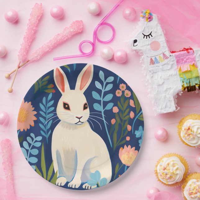 Assiettes En Carton Bunny Floral (Fête)