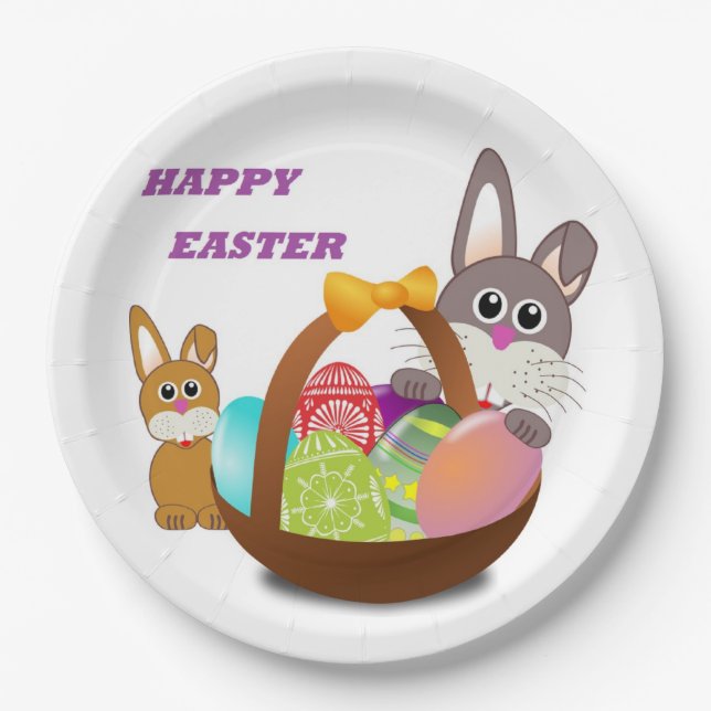 ASSIETTES EN CARTON BUNNY "HAPPY EASTER" (Devant)