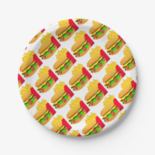 Assiettes En Carton Burger et frites