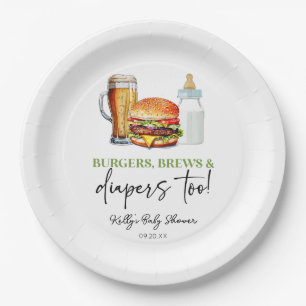 Assiettes En Carton Burgers Brews et Couches Aussi! Baby Shower