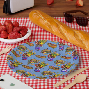Assiettes En Carton Burgers et Chiens Adorables 