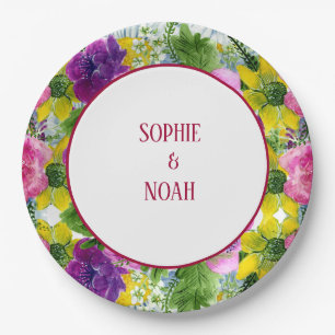 Assiettes En Carton Burgundy pink Floral Garland Rescheduled Wedding
