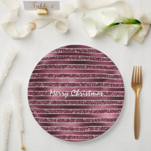 Assiettes En Carton Burgundy Rouge Rose Rose Gold Parties scintillant