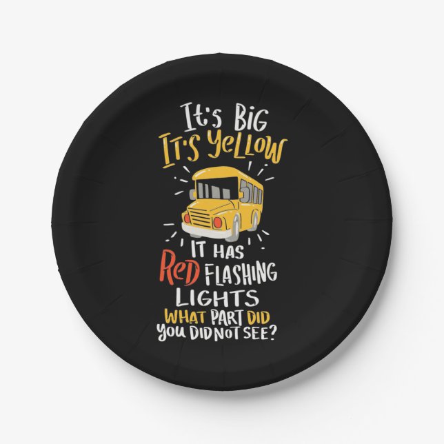 Assiettes En Carton Bus Scolaire Il Est Grand Et Jaune (Devant)