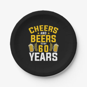 Assiettes En Carton Buveur de bière acclamations et bières pour mes 60