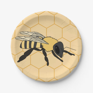 Assiettes En Carton Buzzing Bee Honeycomb Beehive