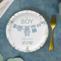 C’est un garçon Boho bleu Vêtements Baby shower de